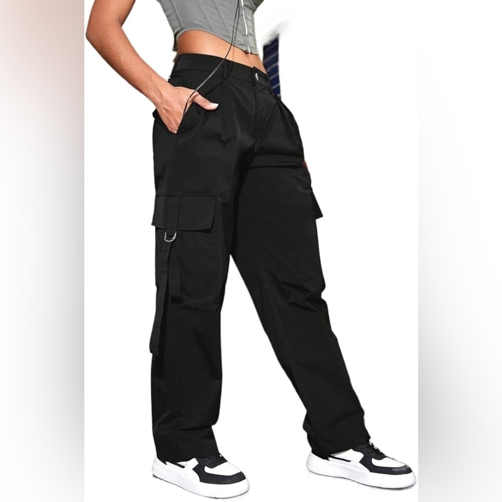 Pocket Side Cargo Pants Size Small (black) Stretchy Waist